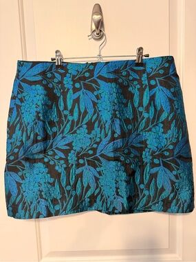 Lilly Pulitzer Teal and Black Floral Jacquard Mini Skirt NWT